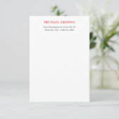 Rood Zwart & Wit Minimalistisch Eenvoudig Modern RSVP Kaartje (Staand voorkant)