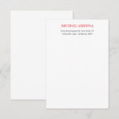 Rood Zwart & Wit Minimalistisch Eenvoudig Modern RSVP Kaartje (Voorkant / Achterkant)