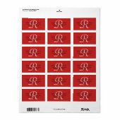 Rood zwart-wit minimalistisch monogram retouradres etiket (Full Sheet)
