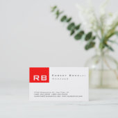 Rood zwart wit monogram modern Visitekaartje (Staand voorkant)