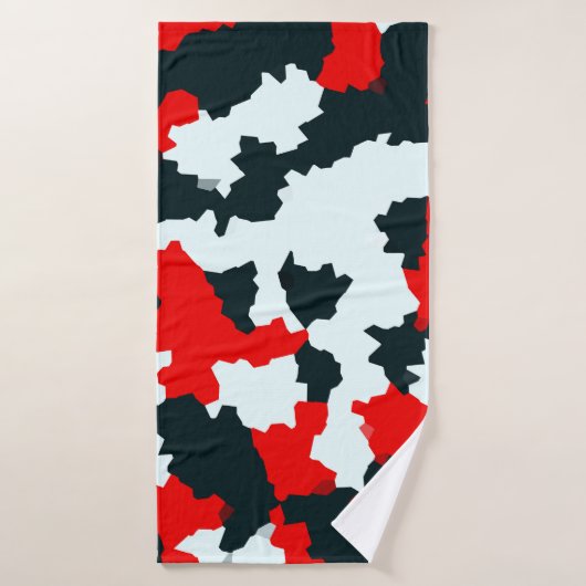 Rood Zwart-wit Onregelmatig Abstract Badhanddoek (Badhanddoek)