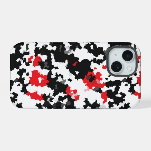 Rood Zwart Wit Onregelmatig Abstract Design iPhone 15 Hoesje (Achterkant horizontaal)