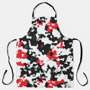 Rood Zwart Wit Onregelmatig Abstract Ontwerp  Schort