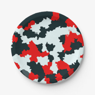 Rood Zwart-wit Onregelmatig Abstract Papieren Bordje