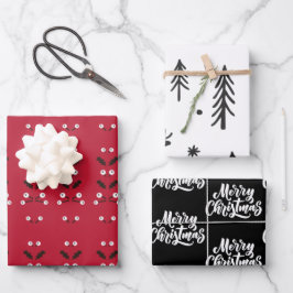 Rood Zwart Wit Ornamenten Illustratiepatroon Inpakpapier Vel