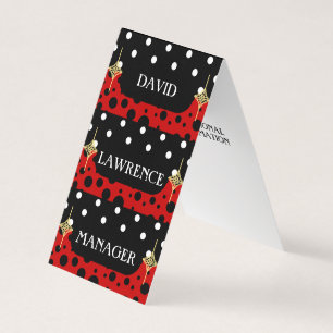 ROOD ZWART WIT POLKA STIPPEN MODERN TRENDY MANAGER VISITEKAARTJES
