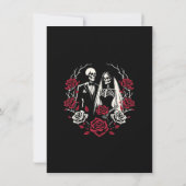 Rood & Zwart Wit Rozen Skelet Bruiloft Dank u Kaart (Achterkant)