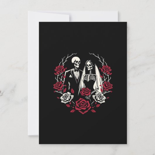 Rood & Zwart Wit Rozen Skelet Bruiloft Dank u Kaart (Achterkant)