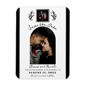 Rood & Zwart Wit Rozen Skelet Save the Date Magneet (Verticaal)