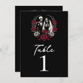 Rood & Zwart Wit Rozen Skelet Tafelnummer (Voorkant / Achterkant)