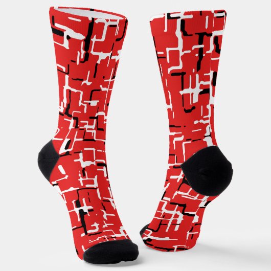 Rood zwart wit sokken (Gebogen)