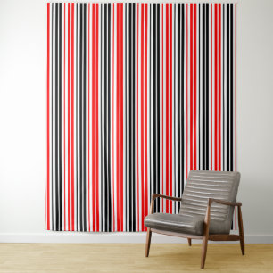 Rood Zwart Wit Strepen Patroon Ontwerp Wandkleed