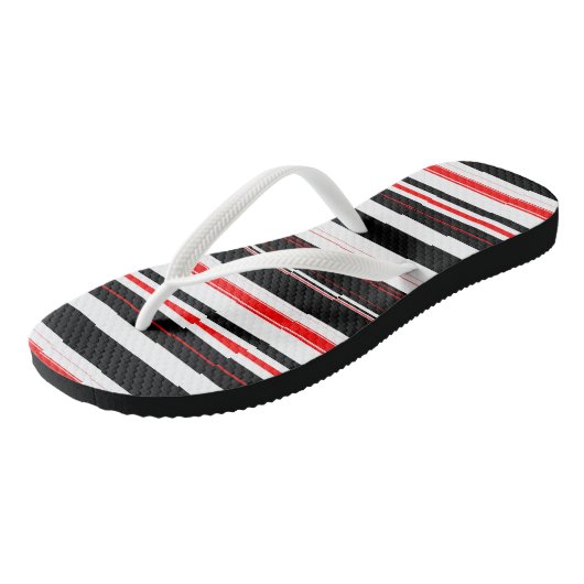 Rood Zwart-wit strepen Teenslippers (Schuin)