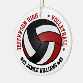 Rood, Zwart & Wit Volleybal 🏐 Keramisch Ornament (Links)
