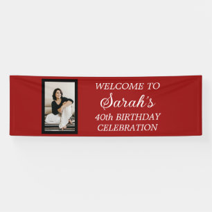 Rood Zwart Wit Vrouwen Verjaardagsfeest Foto Spandoek