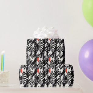 Rood Zwart Wit Zebra Abstract Cadeaupapier