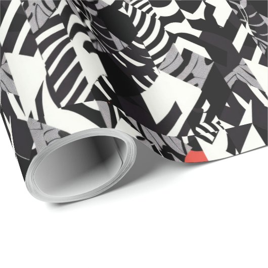 Rood Zwart Wit Zebra Abstract Cadeaupapier (Rol Hoek)
