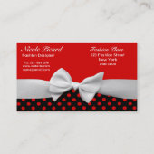 Rood zwart-witlint- en poolpunts visitekaartje (Achterkant)