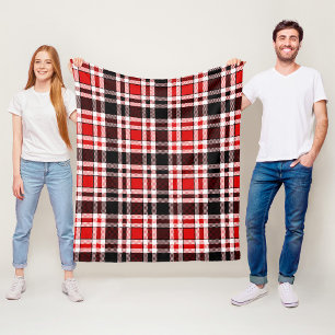Rood Zwart Witte Flanel Tartan Patroon Ontwerp Fleece Deken