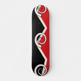 Rood Zwart Witte Geometrische Spiraal Skateboard