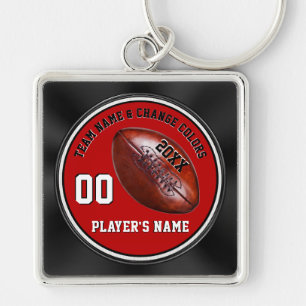Rood Zwart Witte Gepersonaliseerde Senior Voetbal  Sleutelhanger