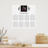 Rood & Zwart Witte Rozen Skelet Trouwstoelenplan Poster (Keuken)