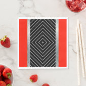 Rood, zwart, zilver en witte strepen servetten (Insitu)