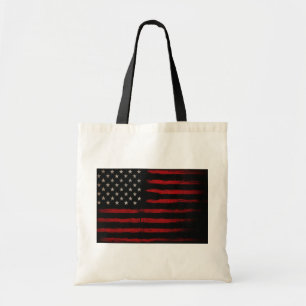 Rood-Zwarte Amerikaanse Vlag Tote Bag
