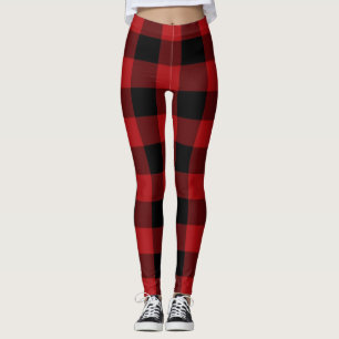 Rood Zwarte Buffalo geruite geruit Leggings