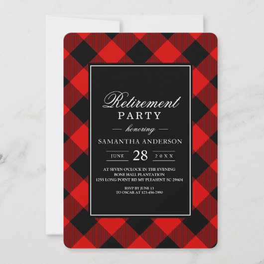 Rood-Zwarte Buffalo Plaid  Kaart (Voorkant)