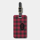 Rood zwarte buffels, geplakt Initiaal monogram che Bagagelabel (Voorkant verticaal)