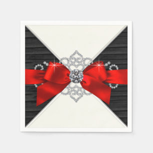 Rood-Zwarte Diamanten Lint Feest Servetten