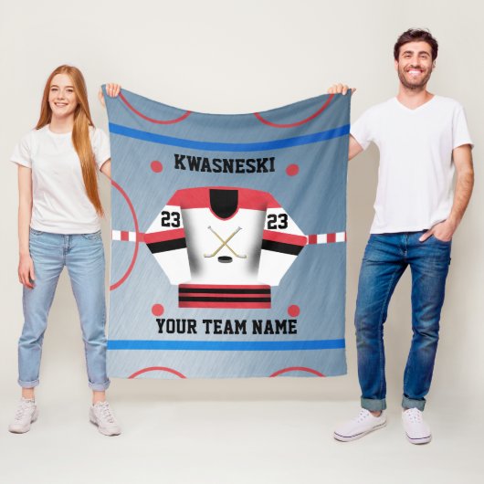 Rood | Zwarte ijskop | Player Jersey Fleece Deken (In situ)