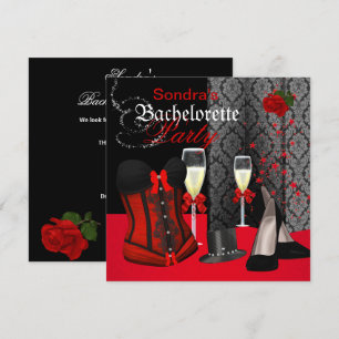 Rood Zwarte Kousenband Verlovingsfeest Schoenen Kaart