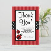 Rood-Zwarte Lieveheersbeestje Gestreept Stippen Ve Bedankkaart (Staand voorkant)