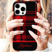 Rood Zwarte Plaid Aangepaste Naam Case-Mate iPhone Case