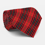 Rood Zwarte Schotse Tartan Chique Stijl Patroon Stropdas (Opgerold)