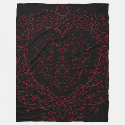 Rood Zwarte Weddenschap Gothic Heart Beauful Elega Fleece Deken (Voorkant)