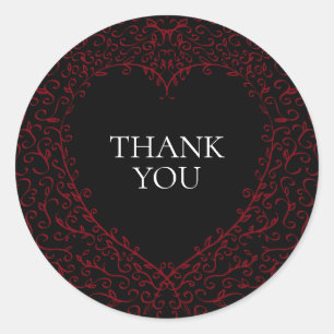 Rood Zwarte Weddenschap Gothic Heart Beauful Elega Ronde Sticker