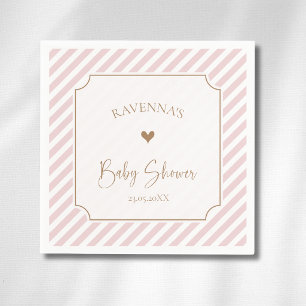 Roodachtig diagonaal gestreept gouden frame baby s servet