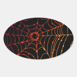 Roodachtig gradiënt spinnenweb ovale sticker