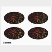 Roodachtig gradiënt spinnenweb ovale sticker (Vel)