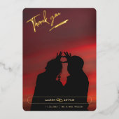 Roodachtig Modern Chique Minimaal Foto Huwelijk Da Folie Uitnodiging (Voorkant)