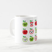 Roodappel en groene appel kawaii beker koffiemok (Voorkant links)