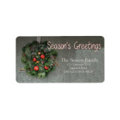 Roodappelkerstfeest met graaszoen etiket (Voorkant)