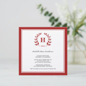 Roodbaard monogram afstuderen kaart (Staand voorkant)