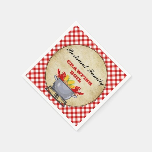 Roodbaars Boil Pot Red Check Gingham Servet (Hoek)