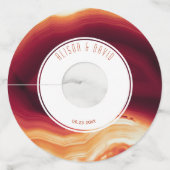 Roodbaars en lijst geo-moderne herfstbruiloft wijnglaslabel (Voorkant)