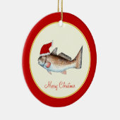 Roodbaars kerstkerstmanshat keramisch ornament (Rechts)