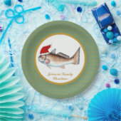 Roodbaars kerstmanvis papieren bordje (Feest)